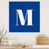 Poster LETTRE INITIALE Bleu Profond Monogramme Moderne De (Cuisine)