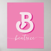 Poster LETTRE INITIALE CHIC CHAUD Nom rose Monogramme (Devant)