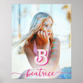 Poster LETTRE INITIALE CHIC CHAUD Nom rose Monogramme (Devant)