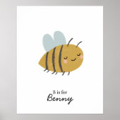 Poster Lettre initiale d'abeille Nursery Wall Art (Devant)