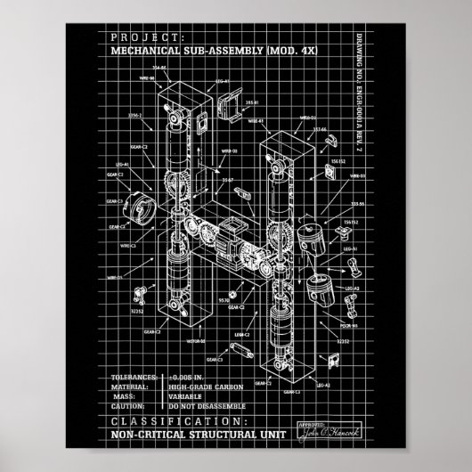 Poster Lettre initiale de monogramme d'ingénierie d'ingén (Devant)