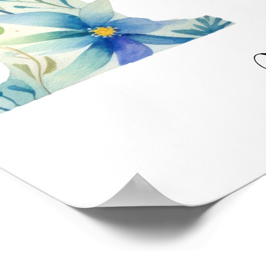 Poster Lettre initiale K fleur sauvage Florale Imprimer (Coin)