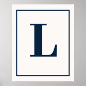 Poster Lettre initiale | Monogramme gris moderne stylisé (Devant)