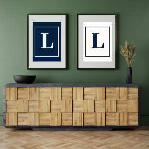 Poster Lettre initiale   Monogramme gris moderne stylisé