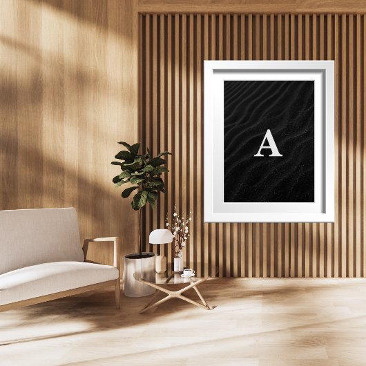 Poster Lettre initiale Monogramme Moderne Chic Sable Noir
