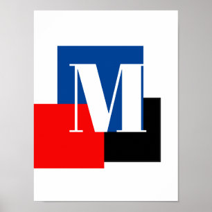 Poster Lettre Initiale Monogramme Moderne Design