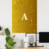 Poster LETTRE INITIALE MONogramme Moderne Design Gold Bar (Bureau à domicile)