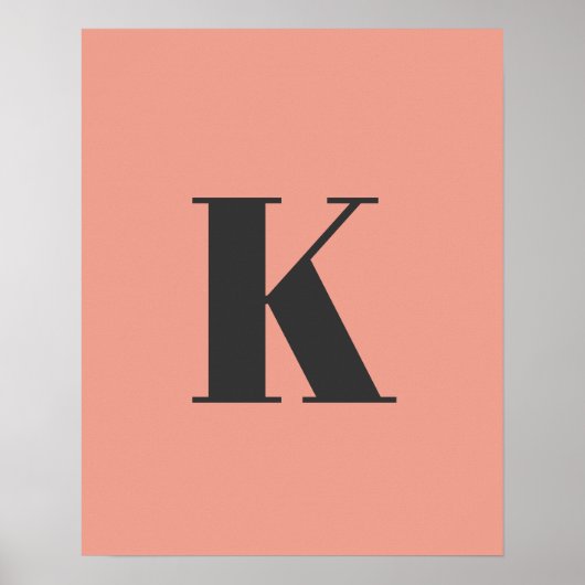 Poster Lettre initiale | Monogramme Moderne Peach Design (Devant)