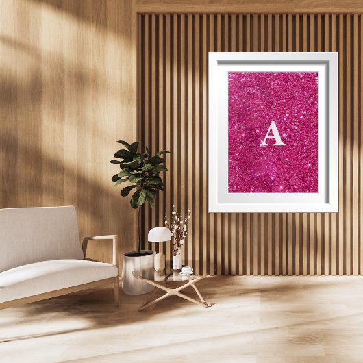 Poster Lettre Initiale Monogramme Moderne Rose
