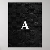 Poster Lettre Initiale Monogramme Moderne Stone Noire (Devant)