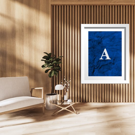 Poster Lettre initiale Monogramme Moderne Style Bleu