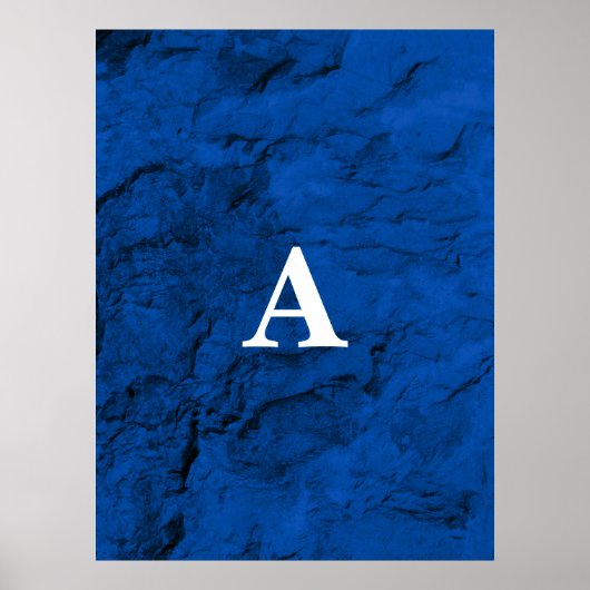 Poster Lettre initiale Monogramme Moderne Style Bleu (Devant)