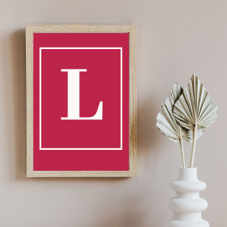 Poster Lettre initiale | Monogramme Moderne Stylisé Rose