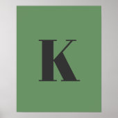 Poster Lettre initiale | Monogramme Moderne Tendance Sage (Devant)