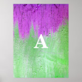 Poster Lettre initiale Monogramme moderne violet vert (Devant)