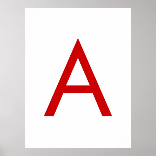 Poster Lettre initiale Monogramme rouge blanc moderne cla (Devant)