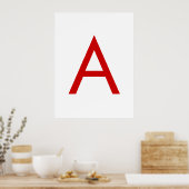 Poster Lettre initiale Monogramme rouge blanc moderne cla (Cuisine)
