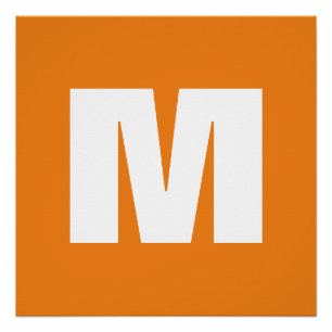Poster Lettre initiale Monogramme Style moderne Orange Bl
