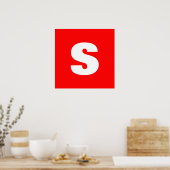 Poster Lettre initiale Monogramme Style moderne Rouge Bla (Cuisine)