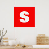 Poster Lettre initiale Monogramme Style moderne Rouge Bla (Cuisine)