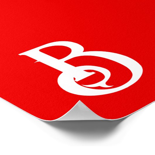 Poster LETTRE INITIALE MONOMOBILE ROUGE BLANC Classique (Coin)