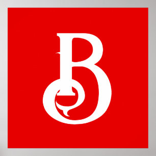 Poster LETTRE INITIALE MONOMOBILE ROUGE BLANC Classique