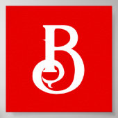 Poster LETTRE INITIALE MONOMOBILE ROUGE BLANC Classique (Devant)