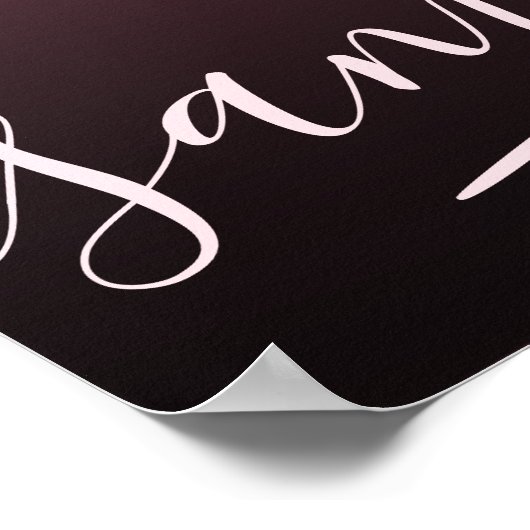 Poster Lettre initiale Pink Script Nom unique Monogramme (Coin)