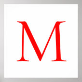 Poster Lettre initiale rouge blanc monogrammed profession (Devant)