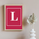 Poster Lettre initiale |Style moderne Monogramme rose<br><div class="desc">Poster de monogramme de lettre initiale élégant pour impression. Moderne minimaliste en gris sur la typographie rose. Le cadeau ou l'accessoire individuel parfait avec une approche individuelle!</div>