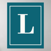 Poster Lettre initiale |Style moderne Monogramme Turquois (Devant)