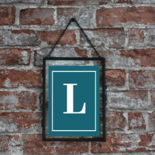 Poster Lettre initiale  Style moderne Monogramme Turquois