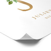 Poster Lettre J Blush Floral Monogram Gold Foil Nursery (Coin)