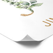 Poster Lettre J Monogramme Feuillage vert et or Pépinière (Coin)