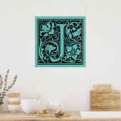 Poster Lettre J Monogramme Médiéval Vintage Initiale (Cuisine)