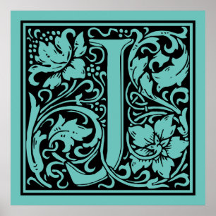 Poster Lettre J Monogramme Médiéval Vintage Initiale