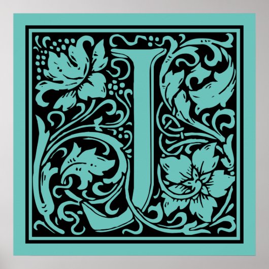 Poster Lettre J Monogramme Médiéval Vintage Initiale (Devant)