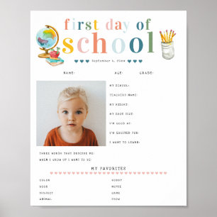 Poster Lettre Joyeuse Moderne 1er Jour d'École