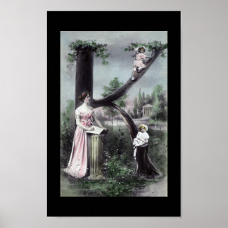 Poster LETTRE K - Carte postale Vintage monogramme