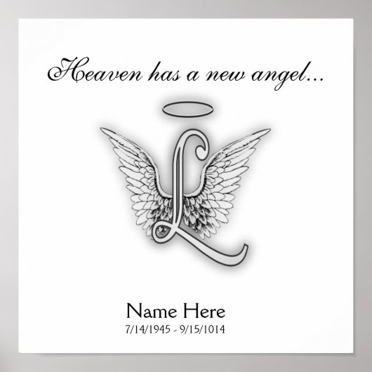 Poster Lettre L de tribut mémorial de monogramme (Devant)