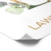 Poster Lettre L Monogramme Feuillage vert et or Pépinière (Coin)