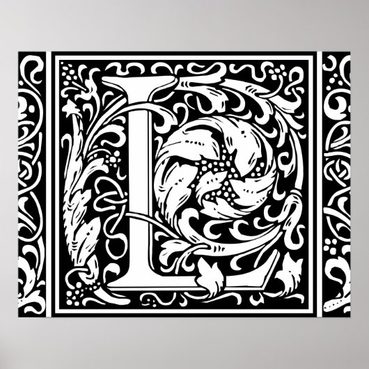 Poster Lettre L Monogramme Médiéval Vintage Initiale (Devant)