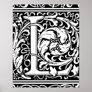 Poster Lettre L Monogramme Médiéval Vintage Initiale