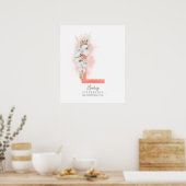 Poster Lettre L Orchidées blanches Monogrammes et laiton  (Cuisine)