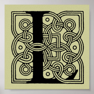 Poster Lettre L Vintage Céleste noeud Monogramme
