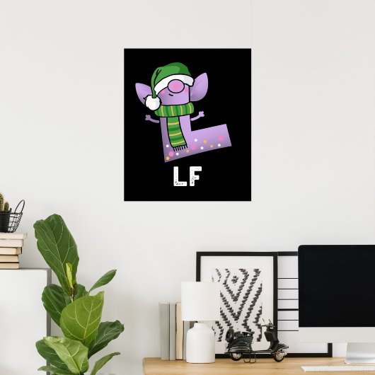 Poster Lettre Lf Funny L Pun Dark BG (Bureau à domicile)