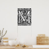 Poster Lettre M Monogramme Médiéval Vintage Initiale (Cuisine)