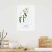 Poster Lettre M Monogramme Or Vert Feuillage Chic (Cuisine)
