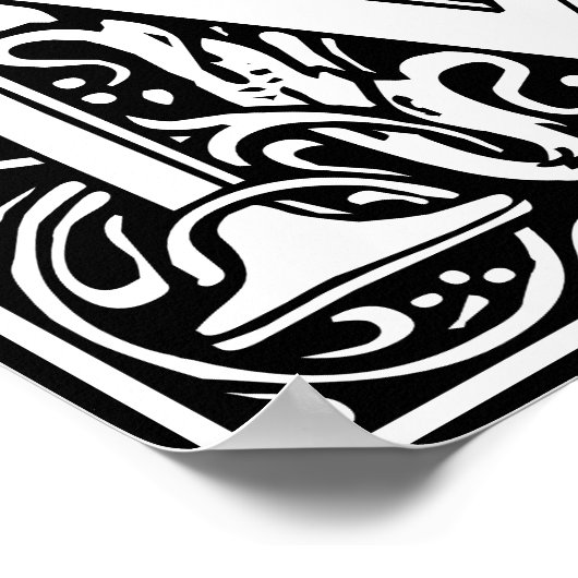 Poster LETTRE M MONOGRAPHIQUE ALLOCULE Florale (Coin)