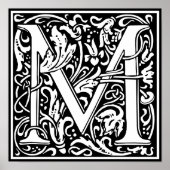 Poster LETTRE M MONOGRAPHIQUE ALLOCULE Florale (Devant)